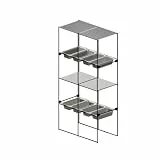 bellissa FILO Anzuchtregal Set 2x4 inkl. 4 Fachböden & 8 Edelstahl-Anzuchtwannen, Pflanzenregal Metall anthrazit wetterfest, Anzuchtstation für Kräuter, Gemüse, Blumen, Balkon, Garten 59 x 31 x 117 cm