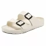 Foinledr Pantoletten Sandalen Damen Herren, Bequem & Weich – Sommer Schlappen mit Einstellbarer Schnalle, Rutschfeste Cozy Slides, Flach Mules Clogs, Orthopädische EVA Hausschuhe & Badelatschen