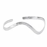 Silverly Gehämmerte Armreifen aus Sterlingsilber für Damen Massiv 925 | Verstellbares Silberarmband | Gebogene Gewellte Manschettenarmbänder | Zeitgenössischer Schmuck