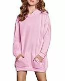 Arshiner Mädchen Hoodie Kleid Kinder Lang Kapuzenpullover Winter Pullover Mode Freizeit Sweatshirt für Mädchen 9-10 Jahre Rosa