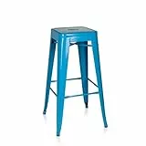 hjh OFFICE 645014 Barhocker VANTAGGIO HIGH Metall Hellblau Retro-Hocker im Industry-Design, stapelbar