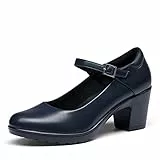 DREAM PAIRS Damen Mary Janes Pumps Chunky High Heel Kleid Schuhe Dicker Absatz Pumps für Damen,Size 40,Navy Blue,SDPU2231W-E