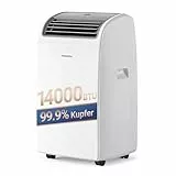 Newentor mobile Klimaanlage 14000 BTU, Klimaanlage mobil mit Abluftschlauch für Räume bis 50㎡, kühlen/entfeuchten/ventilieren mit Fernbedienung