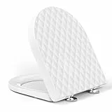 YEAUPE PRO WC Sitz D Form [KURZ], Weiß | Toilettendeckel mit Absenkautomatik | Klodeckel, Klobrille mit Quick-Release & inkl. Installationsschablone, bis 150kg Belastbar, 43,5×36,2 cm