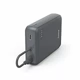 Hama Power Pack 10000mAh, mit festem USB C Kabel (externer Akku mit 2X USB C, zum mobilen Laden von Handy, Tablet, Bluetooth Box etc., tragbares Ladegerät klein, leicht, LED Anzeige) anthrazit