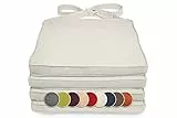 sunnypillow 4er Set Stuhlkissen 40 x 45 x 5cm | Polsterauflage Auflage für Stühle/Rattanstühle | Stuhlauflage mit Schleifenbändern | Indoor/Outdoor | Ecru |