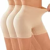 YADIFEN Radlerhose Damen Kurze Hose Damen Shorts Leggings,sehr kurz Shorts,Unter Kleid Rock Anti Scheuern Bequem hohe Taille Boxershorts Hotpants,3 Pack Beige,M