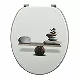 MSV WC Sitz Toilettendeckel MDF Holzkern „Spirit“ Scharniere aus Edelstahl