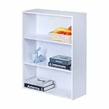 Relaxdays Bücherregal, HxBxT: 82 x 60 x 24 cm, 3 Fächer, verstellbare Böden, Buchregal, Standregal Wohnzimmer, weiß