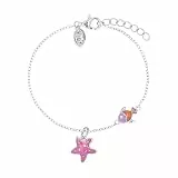 Prinzessin Lillifee Armband mit Anhänger für Mädchen, Sterling Silber 925, mit Zirkonia, 12+3 cm, silber, Seestern und Fisch, Kinderschmuck, Geschenkidee, kommt in Schmuck Geschenk Box, 2101019