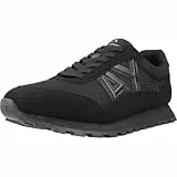 Armani Exchange Men Side Geometric Logo Motifs Sneaker, Black, 7