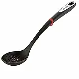 Tefal Ingenio K20603 Gemüselöffel | 40 x 9.2 x 7.36 cm | Kunststoff | Spülmaschinengeeignet | Ideal zum schnellen Abtropfen und Servieren | schwarz/rot