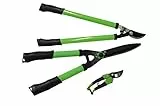 Brüder Mannesmann Gartenscheren-Set, Bypass-Edelstahlklingen mit Teflonbeschichtung für präzise und saubere Schnitte, robuste Verarbeitung, 3-tlg | M63303