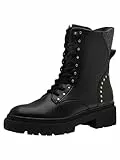 MARCO TOZZI Damen Stiefeletten zum Schnüren mit Blockabsatz mit Reißverschluss, Schwarz (Black Comb), 41 EU
