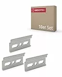 Gedotec Trägerplatte Stahl verzinkt | 10 Stück - Wand-Halterungen | Länge 60 mm | Schrank-Schiene mit Aushänge-Sicherung für Hängeschrank | Aufhänge-Schiene Oberschrank | Montageschiene