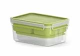 EMSA Clip & Go Lunchbox, 2,2 L, Brotdose mit 3 Einsätzen, 100 Prozent dicht, mit Frischedichtung, Transparent, Hellgrün, Made in Germany, N10716