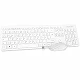 Rii Tastatur Maus Set kabellos, Funktastatur mit Maus, Wireless Keyboard and Mouse, Für PC/Laptop/Windows/Smart TV, Deutsches Layout - Weiß