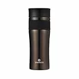 SANTECO Kaffee-Reisebecher 510 ml, Thermosflasche aus Edelstahl, Isolierflasche für Heißgetränke, auslaufsichere Thermoskanne-Schwarz