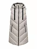 JDY Damen 3/4-lange Steppweste JDYSkylar Padded Hood Waistcoat mit Kapuze 15220630 Chateau Gray/Black M