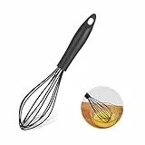 Schneebesen Kitchen Whisk, Lebensmittelechtes Silikon Antihaftbeschichtete Schneebesen Silikon mit Stabilem Griff für Mischen Schneebesen Schlagen Aufschäumen und Rühren (Schwarz)