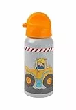 SIGIKID Edelstahl Trinkflasche Bodo Bagger, auslaufsicher, BPA-frei, robust, leicht, Drehverschluss zerlegbar, gut zu reinigen, für Kinder 3-8 Jahre, Art.-Nr. 25293, Baustelle/grau-orange 400 ml