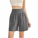 Generisch Jogginghose Damen Sommer Knielang Bermudashorts Mit Taschen High Waist Bauchweg Workout-Shorts Radlerhose Golf Yoga Shorts Elastische Taille Sweatshorts Gym Running Capri Yoga Sporthose