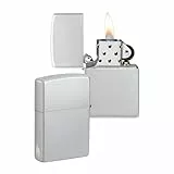 Zippo Sturmfeuerzeug - Satin Chrome mit seitlicher Flammengravur - Nachfüllbar - Wiederverwendbar - Windfestes Design - Geschenkbox - Made in USA - Amazon Exclusive