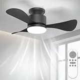 Airwit 71cm Deckenventilator mit Beleuchtung Leise, Klein Deckenventilator mit Licht und Fernbedienung, LED Deckenleuchte mit Ventilator für Schlafzimmer Wohnzimmer Küche, Umkehrbarer DC Motor