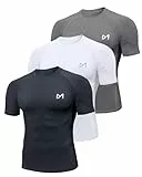 MEETYOO 2 or 3 Pack Compressionsshirt Herren & Sport Shirt Kurzarm–Atmungsaktiv, Feuchtigkeitsableitend, Schnell Trocknend, Ideal für Fitness und Alltag