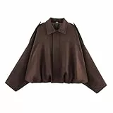 Generisch Kunstlederjacke Damen Leather Kurz Frauen Wildleder Jacke Herbst Elegant Vintage Kunstleder Mode Mantel Damen Herbst Elegant Oversize Cord Bikerjacke L