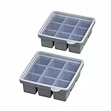 APS Eiswürfelform inklusive transparentem Deckel, für 9 Eiswürfel, Eiswürfelgröße 4 x 4 x 4 cm, Silikon