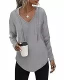 Tanmolo Kapuzenpullover Damen Leichter Pullover Hoodie Sweatshirs mit Taschen für den Herbst Grau, S