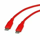 ROLINE USB 2.0 Kabel, Typ C-C, ST/ST, Silikon, 60W, rot, 1 m