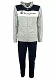 Champion Herren Legacy Sweatsuits Powerblend Terry Color Block Hooded Trainingsanzug, (Grau Melange/Marineblau), M