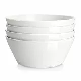 MALACASA Salatschüssel 1.8L, 4er Pack Obstschale aus Porzellan, Servierschale für Salat, Obst, Suppe, Ramen, Müsli, Große Bowl Schüssel Set in Weiß, Serie Regular