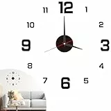 40 cm Wanduhr 3D DIY mit selbstklebenden Zahlen, moderne Uhr mit leisem Mechanismus, perfekt für Wohnzimmer, Schlafzimmer, Küche, Büro, einfache Montage, Schwarz