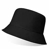 Yeenano Fischerhüte,Lustig Packbarer Bucket Hat für Damen Herren Leichter Sonnenhut Schlapphut mit UV Schutz Outdoor-Anglerhut,Strandhut Herren für Wandern Camping Reisen Angeln 56-58cm Schwarz