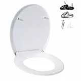 WC Sitz mit Absenkautomatik Toilettendeckel Quick-Release-Funktio,O-Form weiß–Antibakterieller，Toilettendeckel mit 175kg Belastbarkeit,Einfache Montage,Klodeckel für WC,Klodeckel Universal