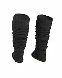 Ateena Damen Stulpen Schwarz - Beinstulpen aus Wolle für Winter, Tanz, Ballett - Klobige Stiefelmanschetten