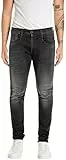 Replay Herren Jeans Anbass Slim-Fit Hyperflex mit Stretch, Schwarz (Black 098), 34W / 32L