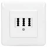 Rutenbeck Unterputz TAE-Anschlussdose/Telefondose NFF für 2X Telefon + 1x Nebenstelle (Fax, AB, Modem) 3x6 polig 2x6 Schraubkontakte reinweiß 10310222