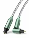 RAWAUX 90 Grad Optisches Kabel 1M Rechtwinklig Optisches AudioKabel mit 360 Grad Rotierend Winkelstecker Digital Optical Audio Toslink Kable Kompatibel mit Soundbar, TV, Heimkino, PS4, Grün