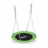 Relaxdays Unisex – Erwachsene, grün Nestschaukel, rund, für Kinder & Erwachsene, verstellbar, Ø 90 cm, Garten Tellerschaukel, bis 100 kg, H x D: ca. 5 x 90 cm