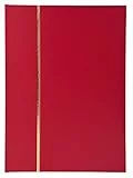 Exacompta 26165E Premium Briefmarken-Sammel-Album Classic mit 64 schwarzen Seiten Einsteckbuch aus Halbleder für Ihr Hobby Briefmarkenalbum rot