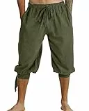 LVCBL Herren Einfarbig Klassische Shorts Elastische Taille Sommer Armee Grün L