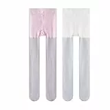 LOLANTA Glitzerstrumpfhose für Mädchen,Strumpfhose für Tanz, Party, Cosplay, 2er-Pack, Rosa/Silber, 5-8 Jahre, M