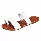 Rundkopf Set Toe Casual Flat Bottom Beach Anti Slip Large Size Sandalen Hausschuhe Damenschuhe Sommerschuhe 40 (White, 42)