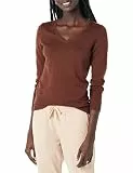 Amazon Essentials Damen Leichter Langarm-Pullover Mit V-Ausschnitt, Toffee Braun, XL