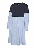 MAMALICIOUS Damen Mlvera L/S Jersey Mix Abk Dress, Navy Blazer/Detail:woven Stripes, M