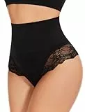 SURE YOU LIKE Shapewear Damen Bauchweg Unterhose Spitzes Tanga Untere Bauchkontrolle Miederhose Shaping Unterwäsche String, Schwarz, L